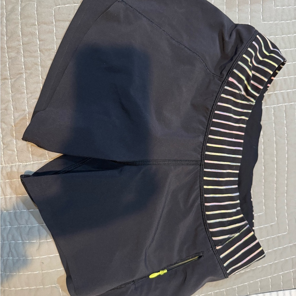 Ivivva Black Shorts with Multicolor Striped Waistband